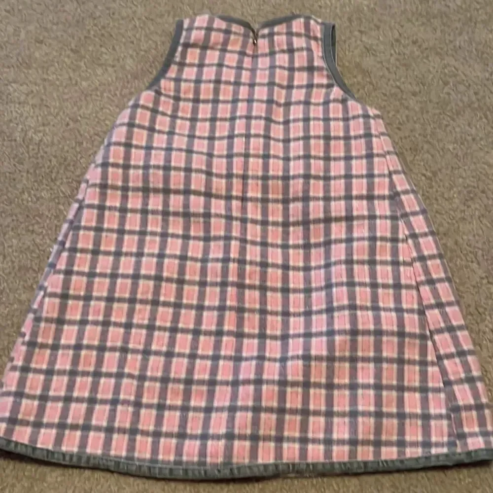 The Children’s Place Pink and Gray Plaid Sleeveless Wool Formal Dress- 3T Vintag